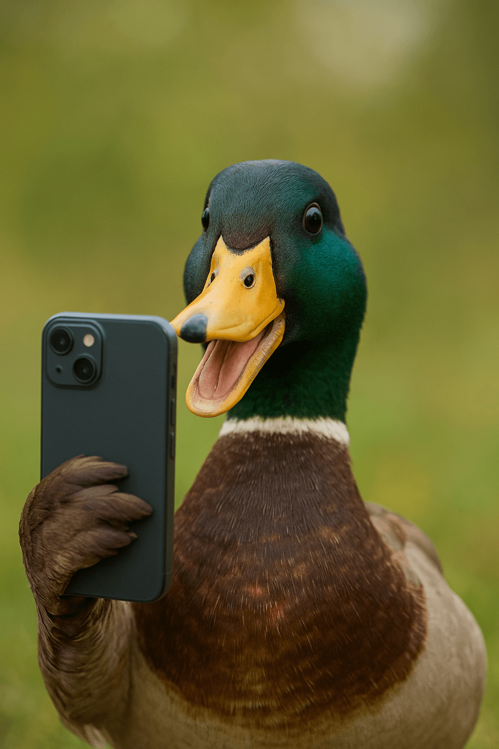 A duck taking a selfie